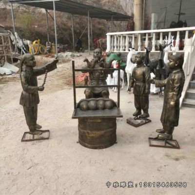 步行街民俗吹糖人铜雕