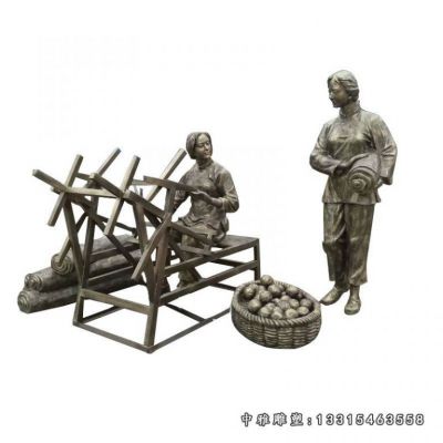 民俗纺织人物铜雕