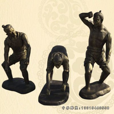 铜雕插秧古代人物