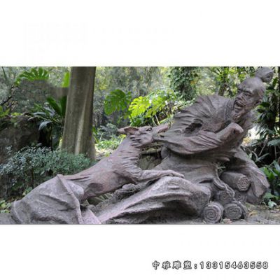 典故东郭与狼人物铜雕