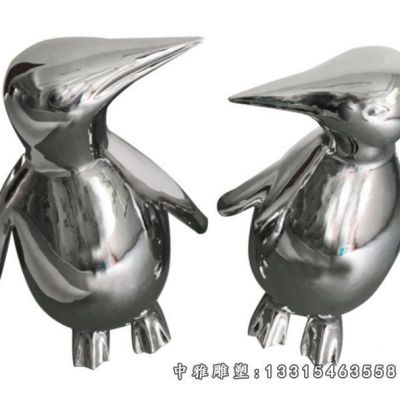 不锈钢镜面企鹅雕塑