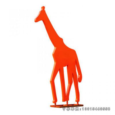 不锈钢剪影长颈鹿雕塑