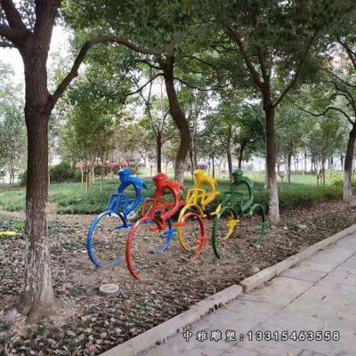 户外不锈钢骑车人物雕塑