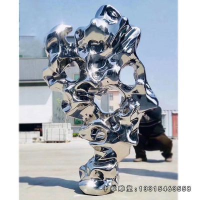 抽象太湖石不锈钢公园雕塑