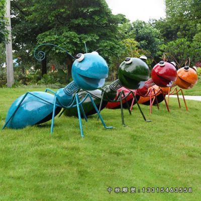 户外彩色不锈钢蚂蚁雕塑