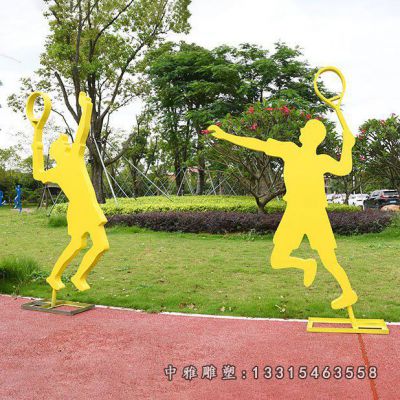不锈钢剪影羽毛球人物雕塑