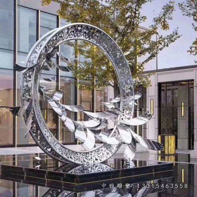 广场大雁不锈钢雕塑