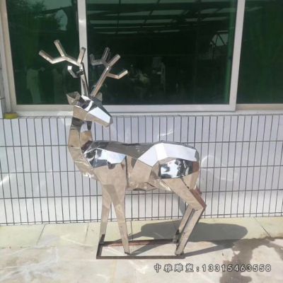 不锈钢几何小鹿雕塑