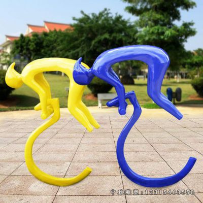 不锈钢抽象骑行人物雕塑