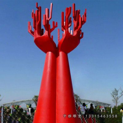 大型不锈钢手掌雕塑