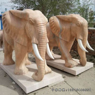 晚霞红招财大象石雕