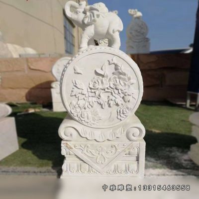 石雕大象抱鼓石