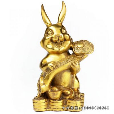 铜雕招财兔子