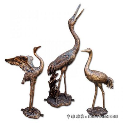公园仙鹤铜雕