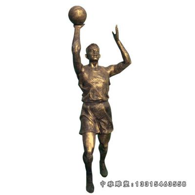 铜雕打篮球人物