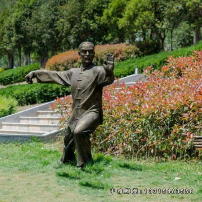 铜雕打太极拳人物