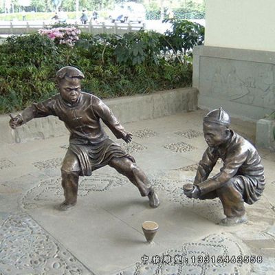 铜雕打陀螺儿童