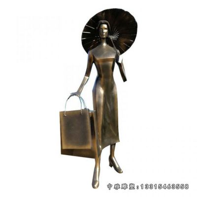 铜雕商场购物人物