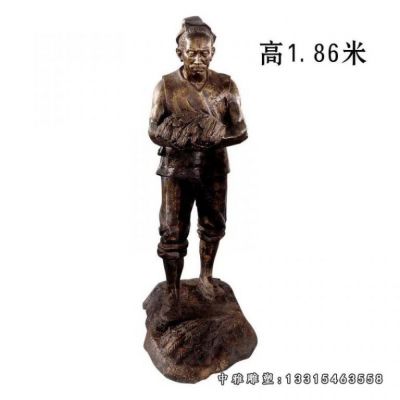 铜雕农耕人物摆件
