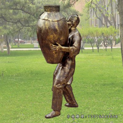 铜雕酒文化人物