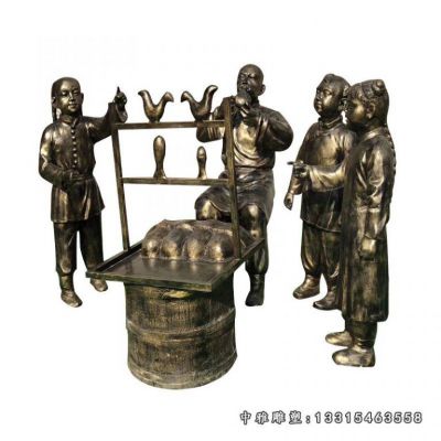 铜雕吹糖人人物雕塑