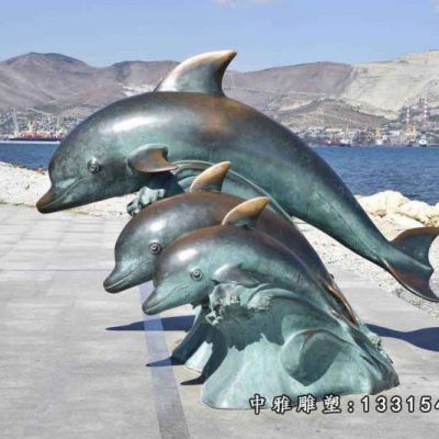 公园海豚铜雕