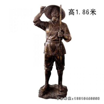 田园农耕人物铜雕像