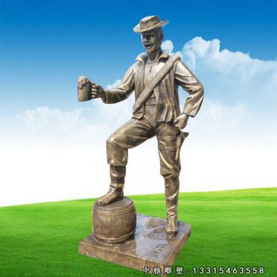 铜雕户外喝酒人物雕像