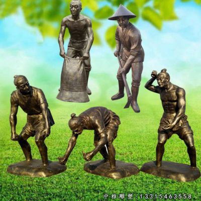 田园铜雕农耕人物雕像