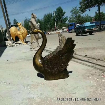 铜雕动物天鹅