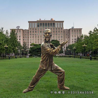 铜雕打太极拳健身人物