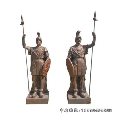 西方士兵铜雕塑
