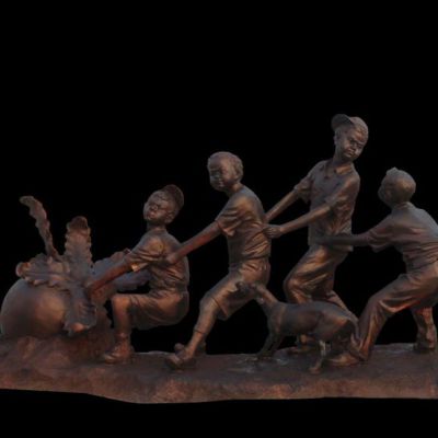 铜雕拔萝卜儿童