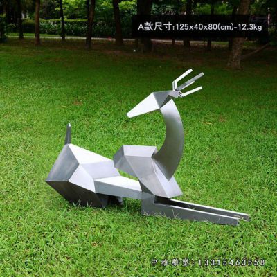 不锈钢几何鹿摆件