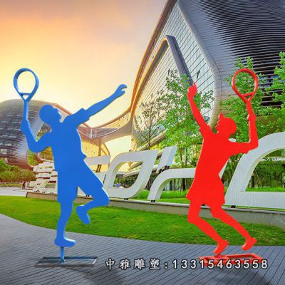 不锈钢羽毛球人物雕塑