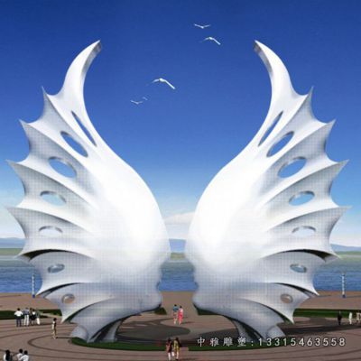 不锈钢广场翅膀雕塑