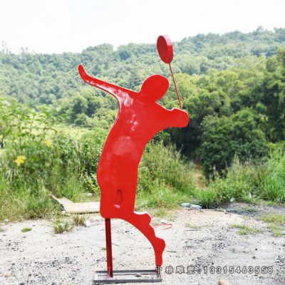 户外不锈钢羽毛球人物雕塑