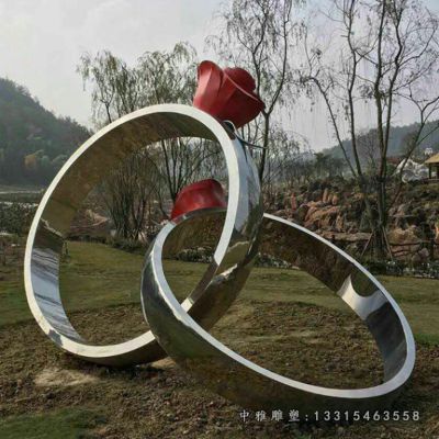 不锈钢玫瑰花戒指雕塑