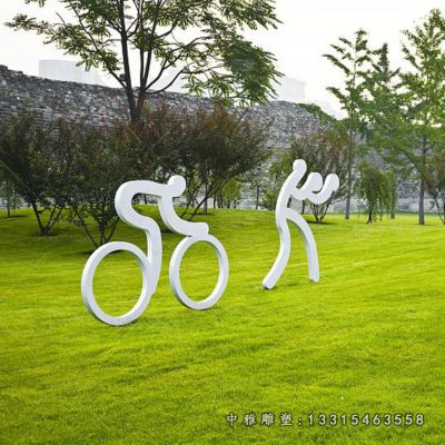 户外不锈钢赛车人物雕塑