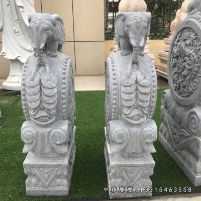 门口石雕大象抱鼓石