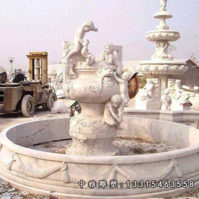 广场石雕人物喷泉