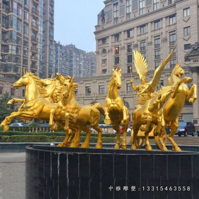 铜雕广场阿波罗战车雕塑