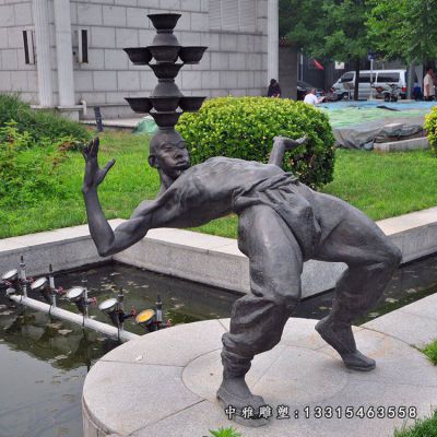 杂技表演人物铜雕