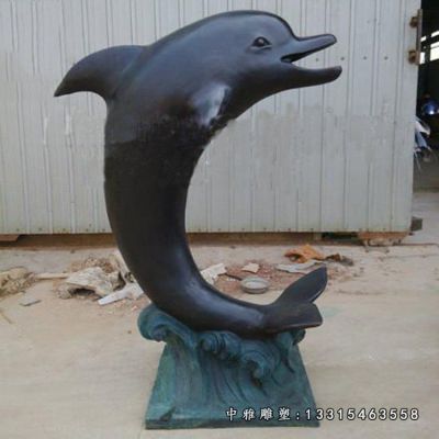 公园海豚铜雕摆件