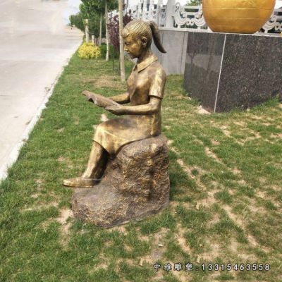 铜雕读书人物摆件