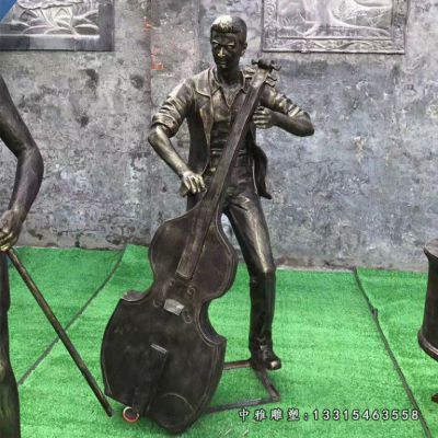 拉大提琴人物铜雕