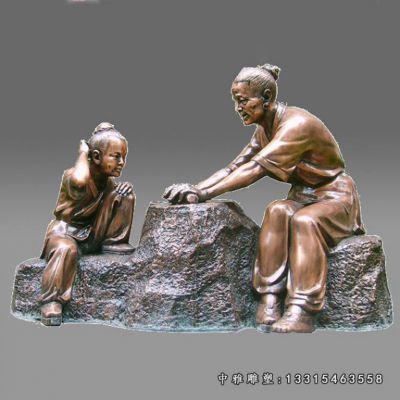 寓言铁杵磨成针铜雕