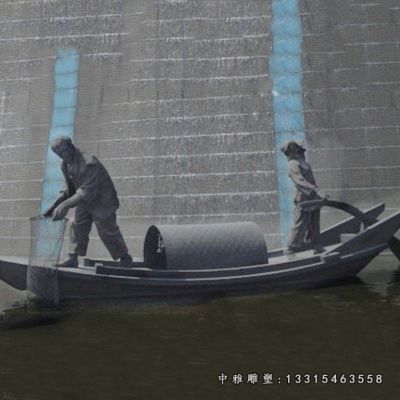 广场渔夫铜雕塑
