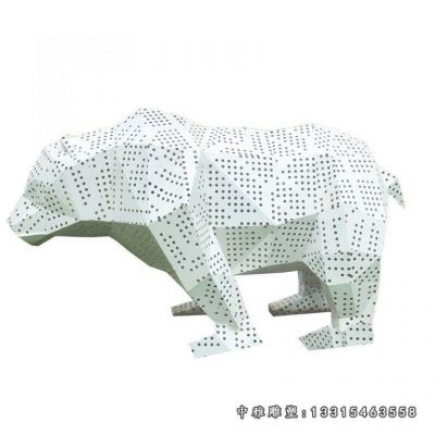 不锈钢抽象熊雕塑