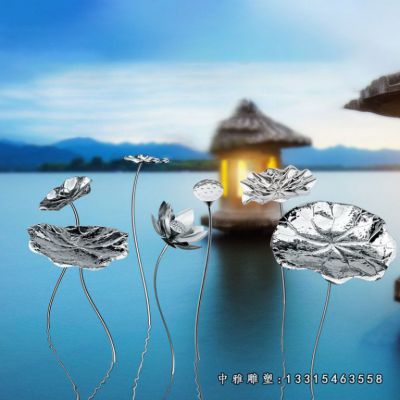 水景不锈钢荷叶雕塑